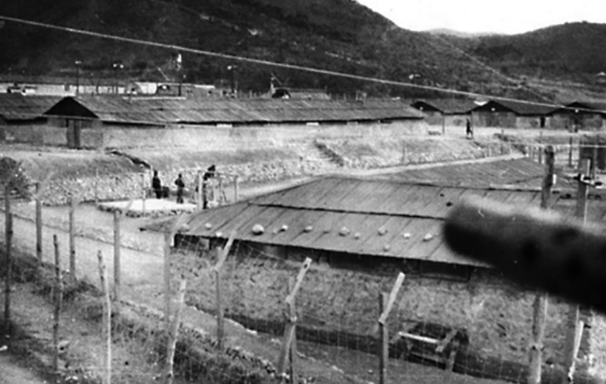 Guns overlooking Pfc. Floyd Stapp's camp, which was Camp 1. He was captive at this time.